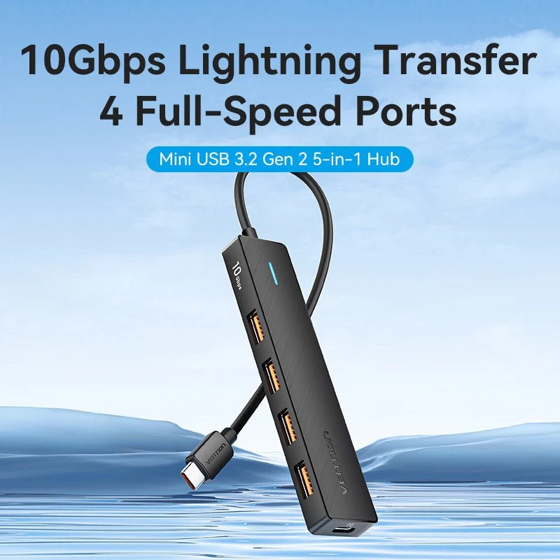 VENTION hub USB-C a USB 3.2 Gen 2 con 100W PD, 0,15m, nero