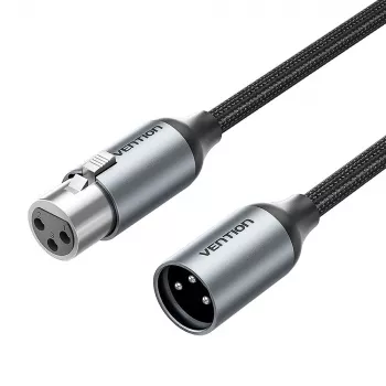 VENTION BKHHI cavo microfono XLR 3m nero treccia in nylon con connettori in alluminio