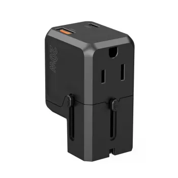 CHOETECH PD6038 Caricabatterie GaN USB-C 38W con USB-A, spine intercambiabili (EU/US/UK/AU) - nero
