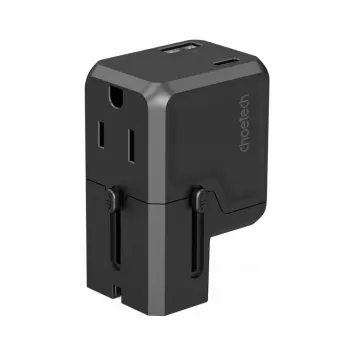 CHOETECH PD6038 Caricabatterie GaN USB-C 38W con USB-A, spine intercambiabili (EU/US/UK/AU) - nero