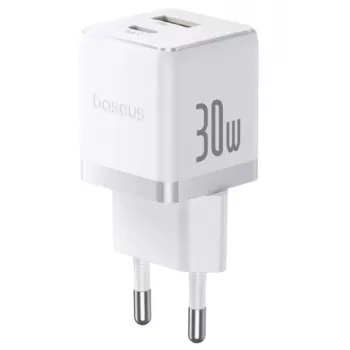 Baseus Palm caricatore da parete USB-C USB-A 30W bianco spina EU
