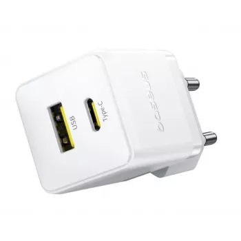Baseus Palm caricatore da parete USB-C USB-A 30W bianco spina EU