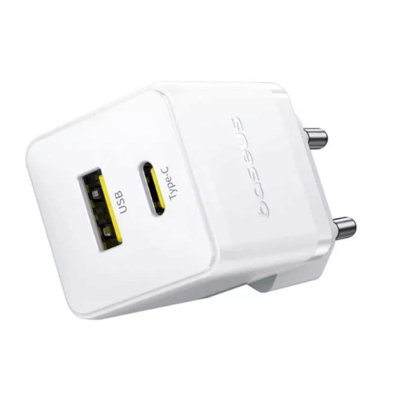 Baseus Palm caricatore da parete USB-C USB-A 30W bianco spina EU