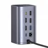 Baseus Air Spacemate hub USB-C 12-in-1, 2x HDMI 4K@60Hz, 2x USB-C 10Gbps, 2x USB-A 5Gbps, 2x USB-A 480Mbps, RJ45, SD/microSD, USB-C PD, grigio