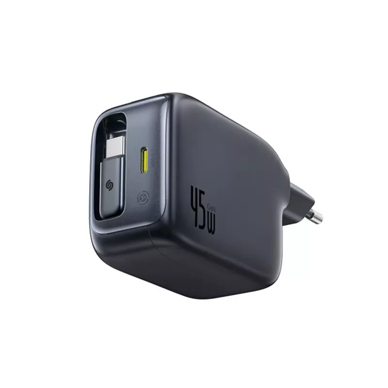 Baseus EnerCore CJ11 caricabatterie da auto 45W con connettore USB-C e cavo USB-C retrattile - nero