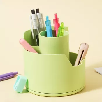 Deli LonGreen Portapenne verde lime 12x12x11cm