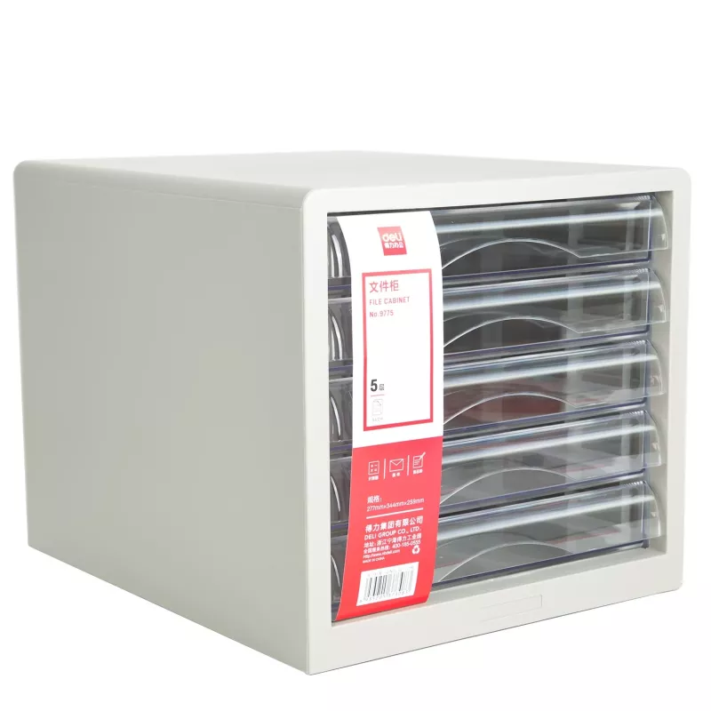 Deli Unità con cassetti da scrivania 5 cassetti 27,5x34x26 cm grigio chiaro