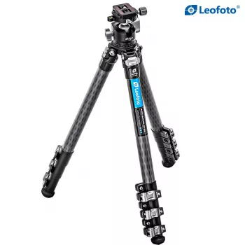 Leofoto LSR-284C+LH-30 treppiede CNC con base livellante e morsetto girevole, 4 sezioni 28/25/22/19mm