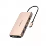 ORICO XCR docking station USB-C 12-in-1 con 100W PD, HDMI, VGA, Gigabit Ethernet, SD/microSD, oro rosa