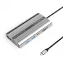 ORICO XDR docking station USB-C 12-in-1 con HDMI 4K, VGA, Gigabit Ethernet, 100W PD, lettore schede SD/microSD - argento