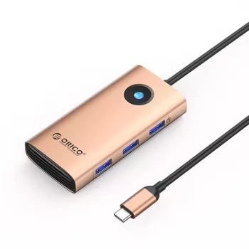 ORICO PW11 hub docking station USB-C 6-in-1 con 3x USB-A 3.0, 1x USB-C 3.0, 1x USB-C PD 100W, 1x HDMI 4K 30Hz - oro rosa