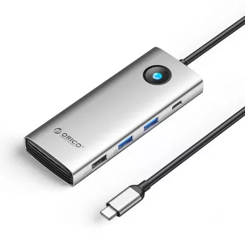 ORICO PW11 Docking Station USB-C 8-in-1, 2x USB-A 3.0, 1x USB-A 2.0, 1x USB-C 3.0, 1x USB-C PD 100W, 1x HDMI 4K 60Hz, 1x VGA 1080P 60Hz, 1x RJ45 Gigabit Ethernet, argento