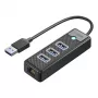 ORICO PW3UR25-U3 Hub USB 4 porte con 3x USB-A 3.0 e 2.5G Ethernet, cavo 1m, nero