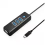 ORICO PW3UR25-C3 Hub USB-C 4 porte 3x USB-A 3.0 1x RJ45 2.5G Ethernet 1.8m nero