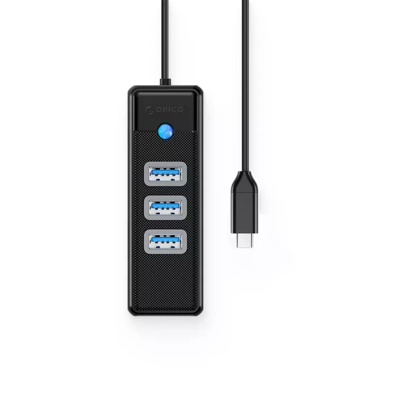 ORICO PW3UR25-C3 Hub USB-C 4 porte 3x USB-A 3.0 1x RJ45 2.5G Ethernet 1.8m nero