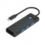 ORICO PAPW3AT-U3 Hub USB 3.0 4 porte con lettore di schede SD/MicroSD, cavo 1,8 m, nero