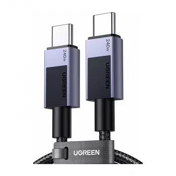 UGREEN L513 Cavo USB-C a USB-C 240W PD3.1 480Mbps treccia in nylon case in alluminio fascetta integrata 1m grigio (45067)