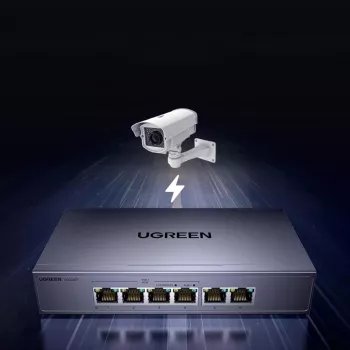 Ugreen Switch Gigabit Ethernet 6 porte con PoE+ - grigio