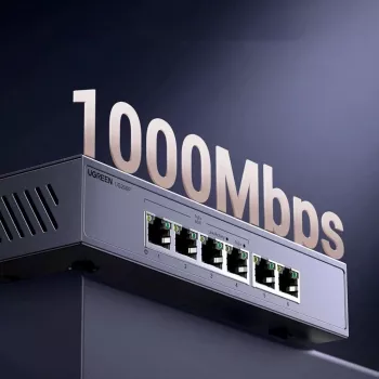 Ugreen Switch Gigabit Ethernet 6 porte con PoE+ - grigio