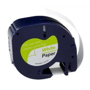 G&G BM-D-G-91200 nastro etichette compatibile 12mm x 4m bianco su nero sostitutivo per DYMO 91220