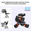 K&F Concept KF31.047 testa treppiede 3-Axis Geared, alluminio CNC, carico 6kg, Arca-Swiss, 1/4 inch-20 & 3/8 inch-16