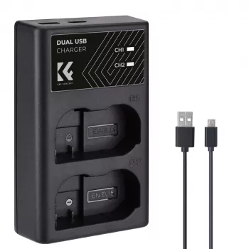 K&F Concept caricabatterie dual USB per Nikon EN-EL15 D7000 D7500 D850 D750