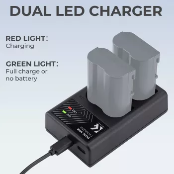 K&F Concept caricabatterie dual USB per Nikon EN-EL15 D7000 D7500 D850 D750