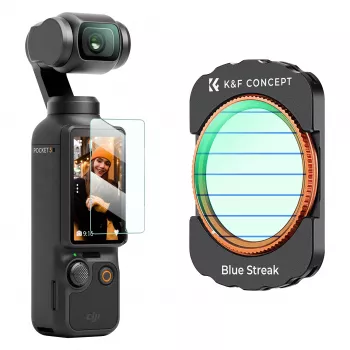 KF filtro Blue Streak anamorfico + vetro temperato proteggi schermo 2-in-1 per DJI Osmo Pocket 3 / 4