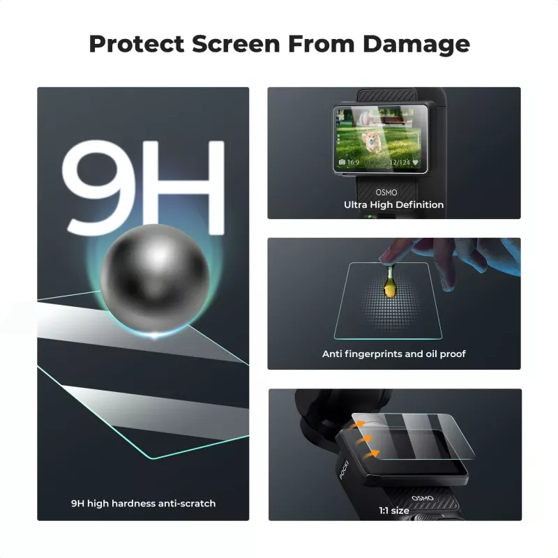 KF Confezione da 6 Vetro Temperato 9H Set Protezione Display e Obiettivo per DJI Osmo Pocket 3