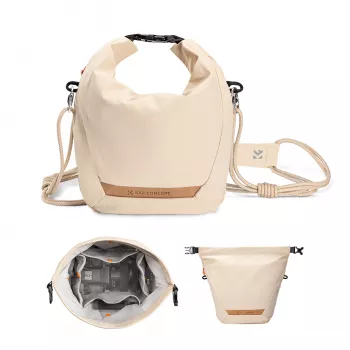 K&F Concept Borsa crossbody sling 5L beige per fotocamera e smartphone