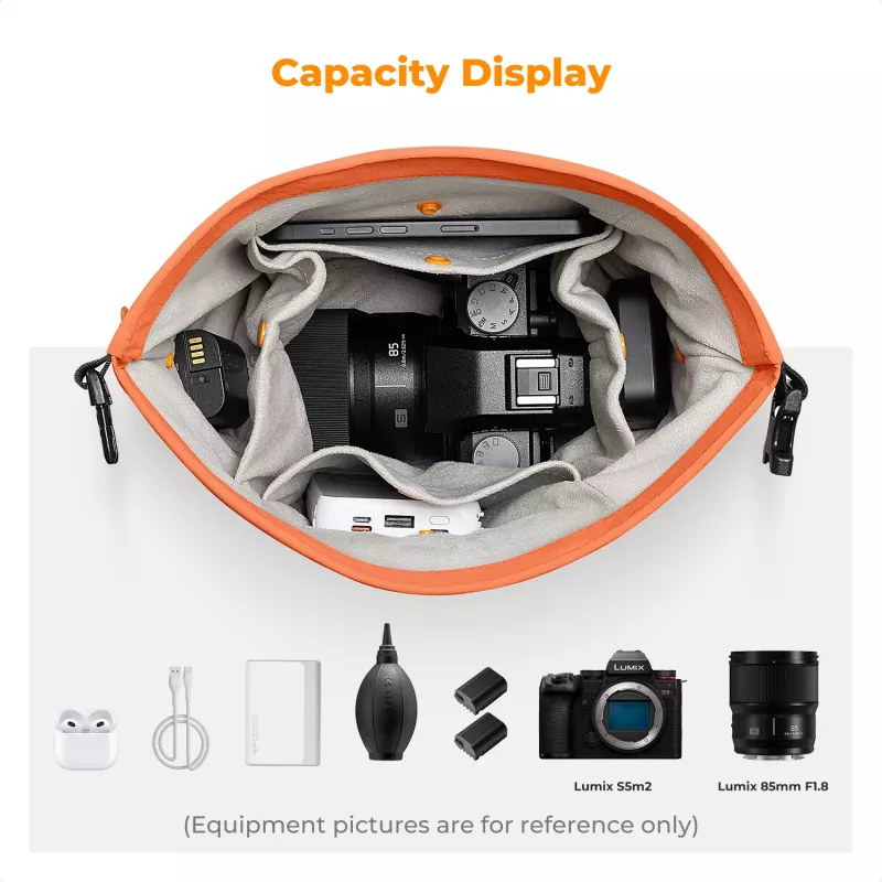 K&F Concept Borsa crossbody sling 5L arancione per fotocamera e smartphone