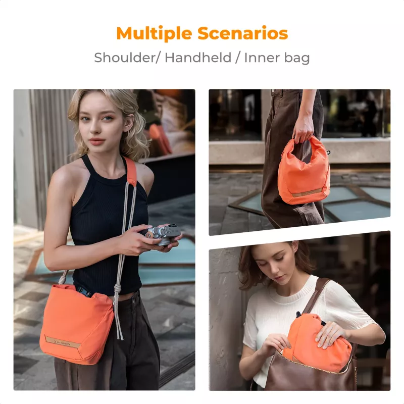 K&F Concept Borsa crossbody sling 5L arancione per fotocamera e smartphone