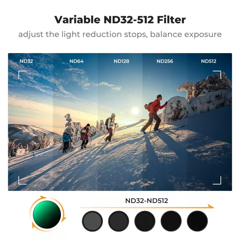 Filtro ND variabile KF Concept Nano-X ND32-512 grigio per DJI Osmo Action 3/4/5 Pro