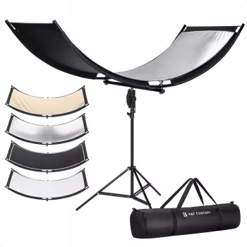 Riflettore curvo a U K&F Concept 4-in-1 180x60cm con stativo per luce e borsa da trasporto