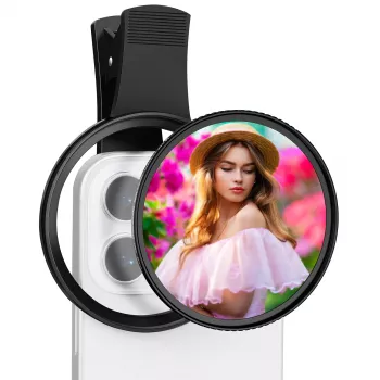 KF Black Diffusion 1/4 filtro 67mm con adattatore clip-on per smartphone
