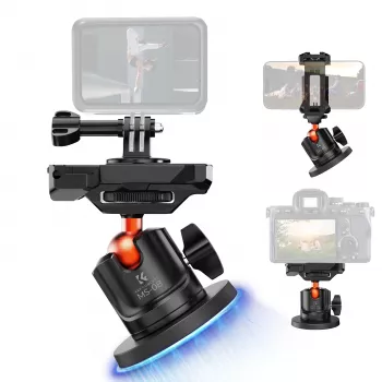 Supporto per treppiede magnetico KF 3D a testa sferica per GoPro smartphone fotocamera con filettatura 1/4 di pollice KF31.156 nero