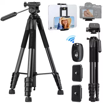Treppiede compatto per fotocamera K&F Concept per DSLR e smartphone nero