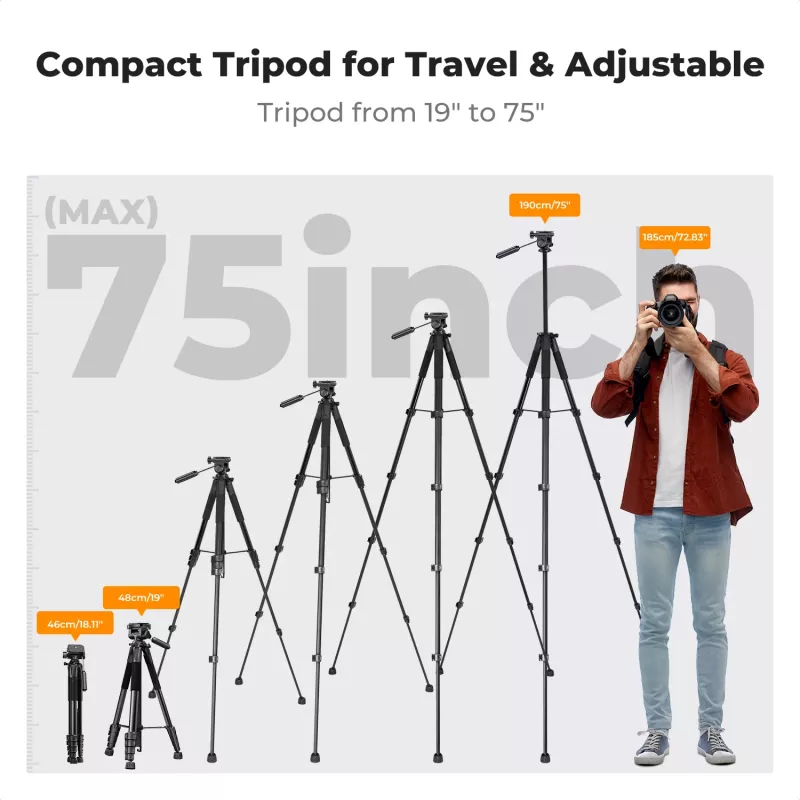Treppiede compatto per fotocamera K&F Concept per DSLR e smartphone nero
