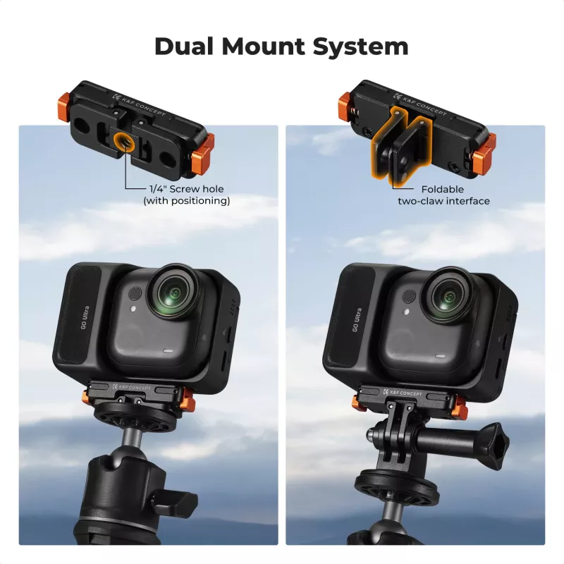 Supporto magnetico a sgancio rapido KF per GoPro e vite 1/4 di pollice, per Insta360 Go Ultra, nero
