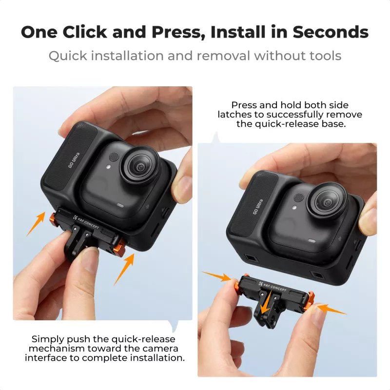 Supporto magnetico a sgancio rapido KF per GoPro e vite 1/4 di pollice, per Insta360 Go Ultra, nero