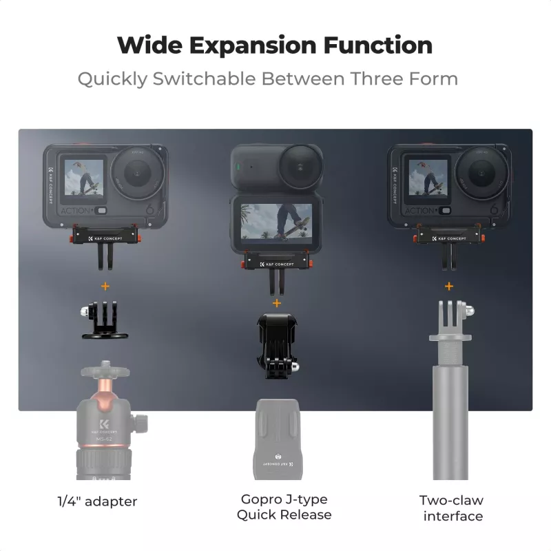 KF Confezione da 2 supporti magnetici a sgancio rapido per DJI Osmo Action 6 / Nano, GoPro e 1/4 di pollice (KF12.0029)