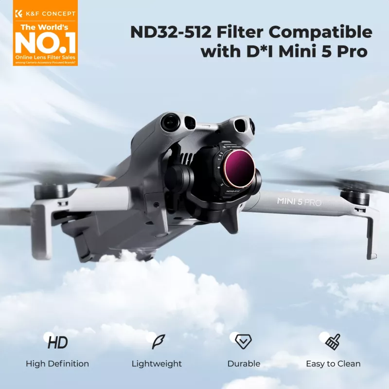 KF filtro ND variabile ND32-ND512 per drone DJI Mini 5 Pro, vetro AGC, KF02.0004