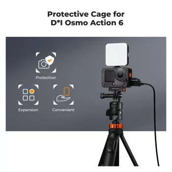 KF gabbia per fotocamera con supporto a telaio per DJI Osmo Action 6, metallo, nero, KF12.0026