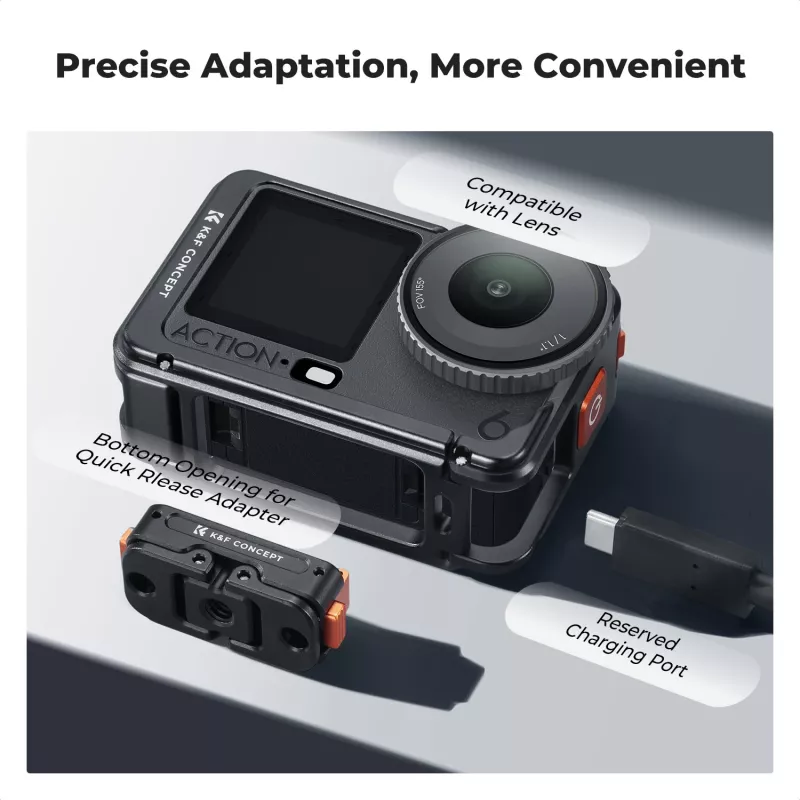 KF gabbia per fotocamera con supporto a telaio per DJI Osmo Action 6, metallo, nero, KF12.0026
