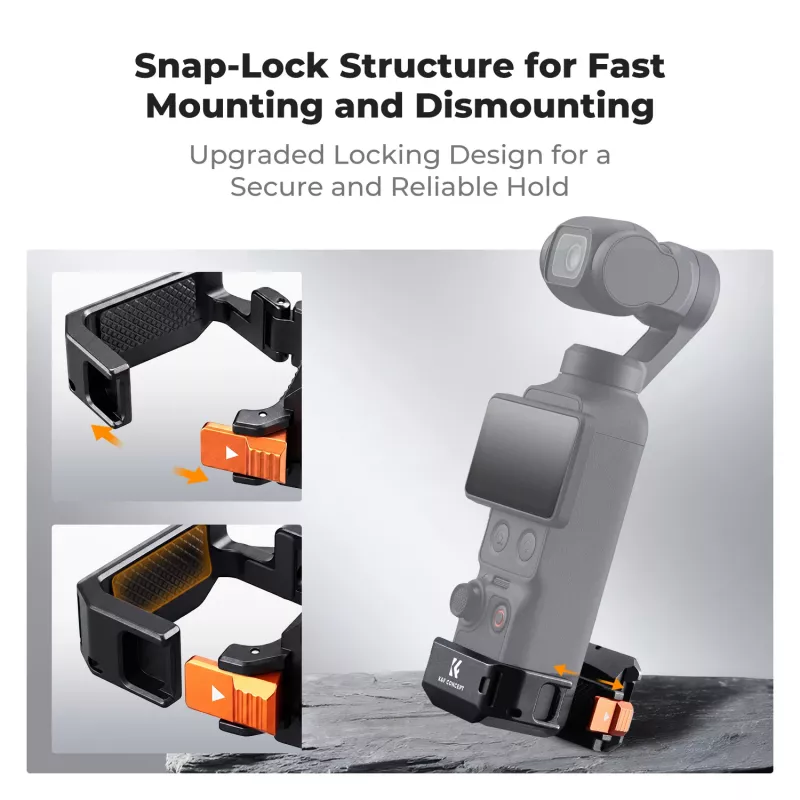 KF Mount Adapter Cornice protettiva per DJI Osmo Pocket 3 / 4 con supporto GoPro e filettatura treppiede da 1/4 di pollice - nero