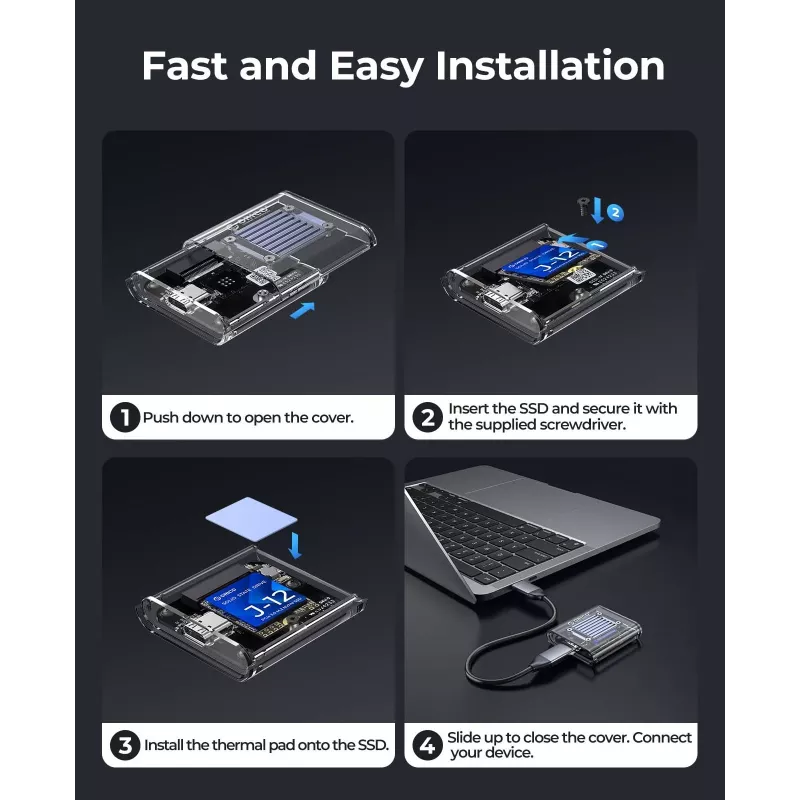 Orico TC20-M2-10G Case SSD M.2 NVMe USB-C 3.2 - trasparente