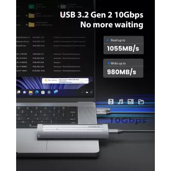 ORICO AXM2-G2 Case M.2 NVMe USB-C 10Gbps - grigio