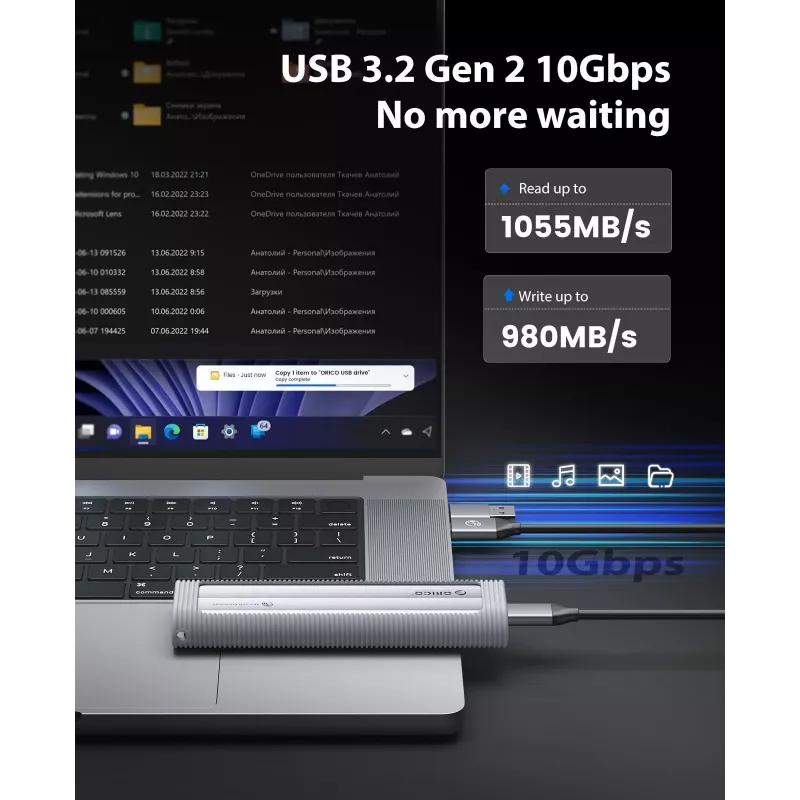 ORICO AXM2-G2 Case M.2 NVMe USB-C 10Gbps - grigio