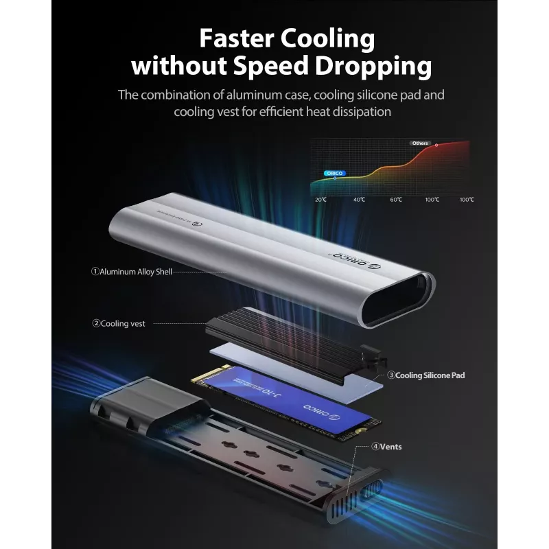 ORICO AXM2-G2 Case M.2 NVMe USB-C 10Gbps - grigio