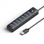 ORICO PW7U-U3 Hub USB 3.0 7 porte con alimentazione USB-C, cavo 1m, nero